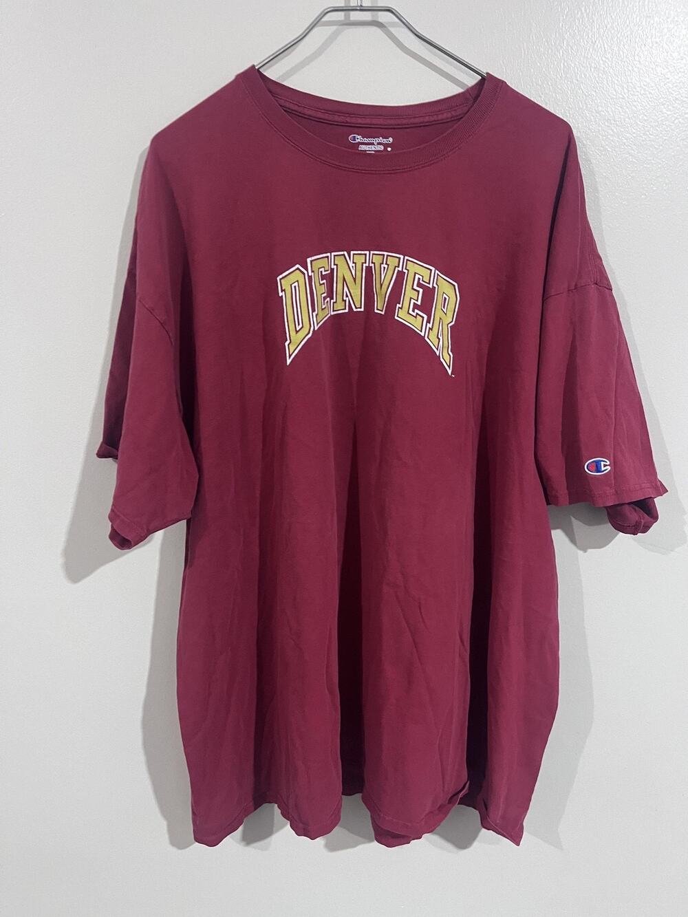 Champion Shirt Mens 3XL Red Short Sleeve Graphic DENVER Crew Neck Cotton